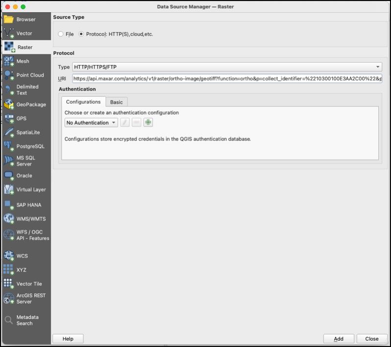 QGIS add data source