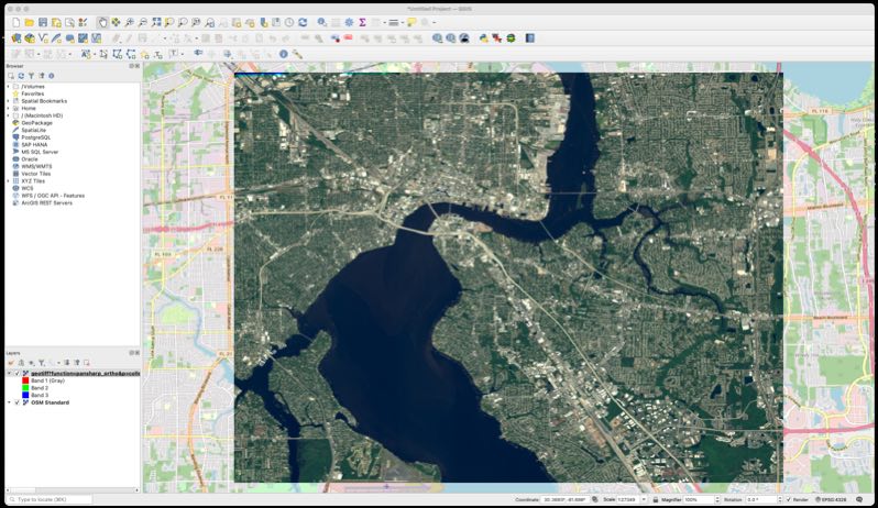 QGIS with Virtual Geotiff Loaded