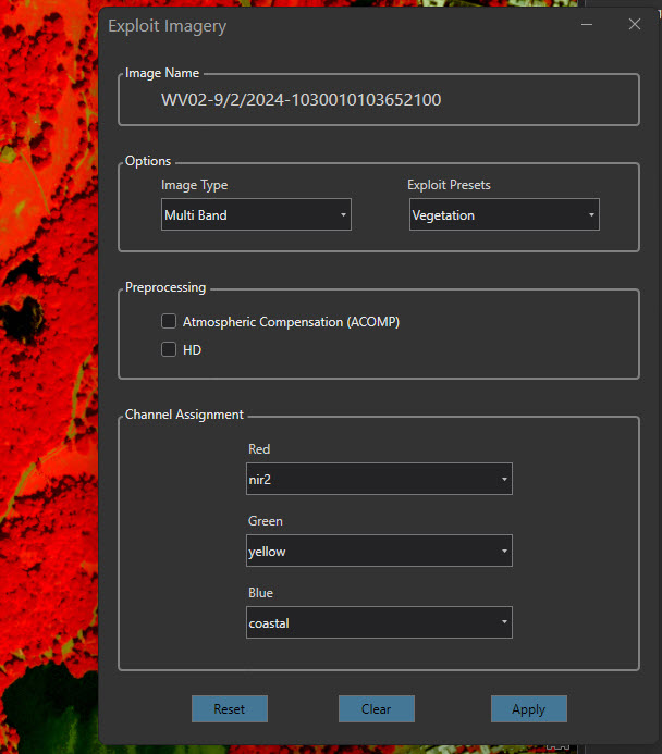 Vegetation band presets