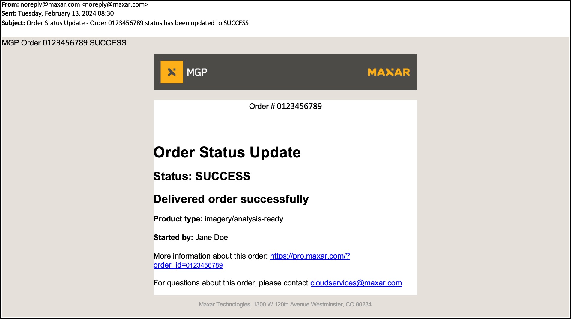 order success email notification