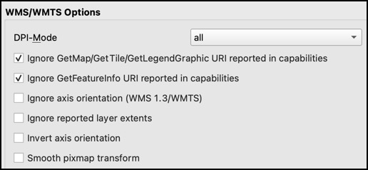 WMTS options