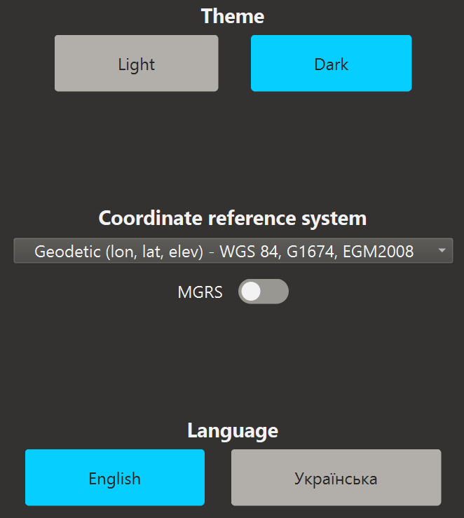 Appearance options