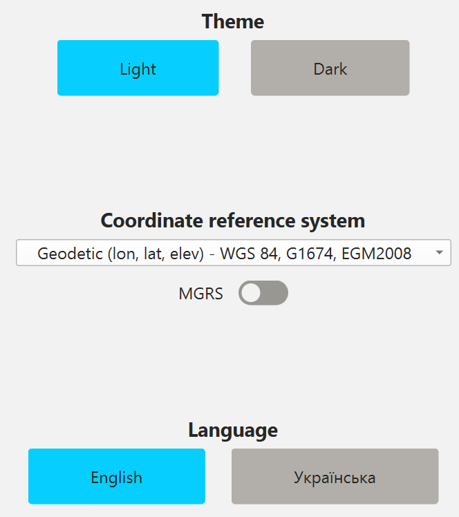 Appearance options