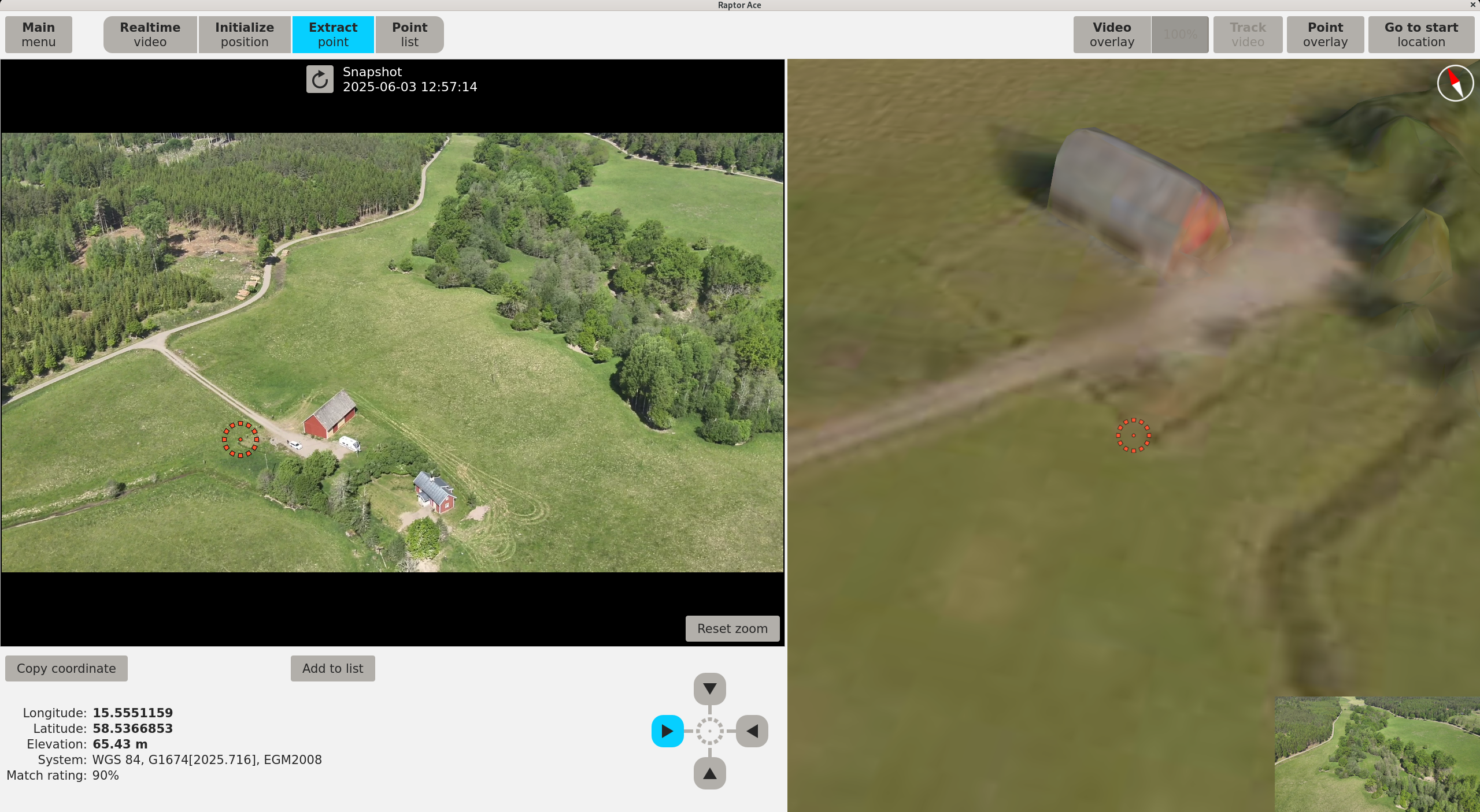 Placed point for extraction