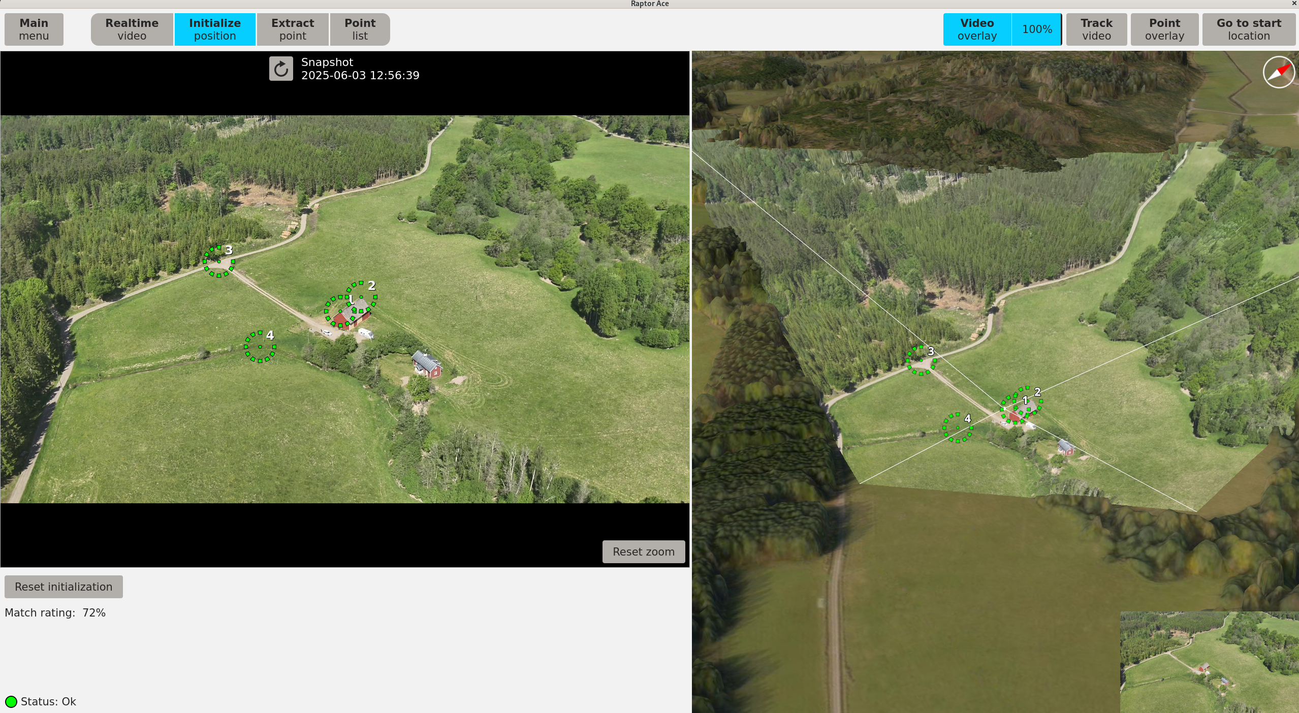 Placed reference points for initialization