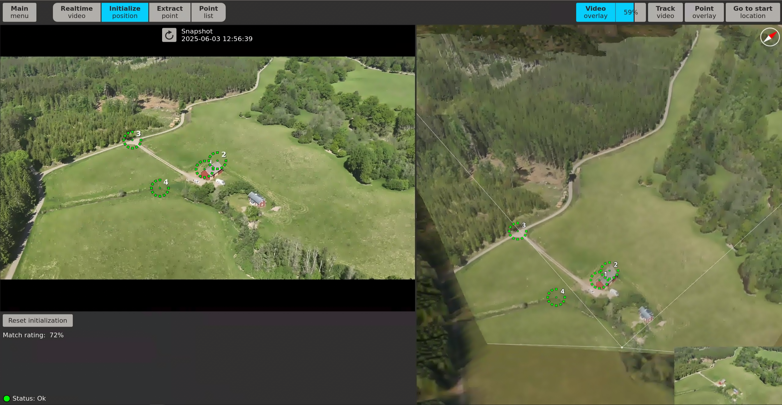 Placed reference points for initialization